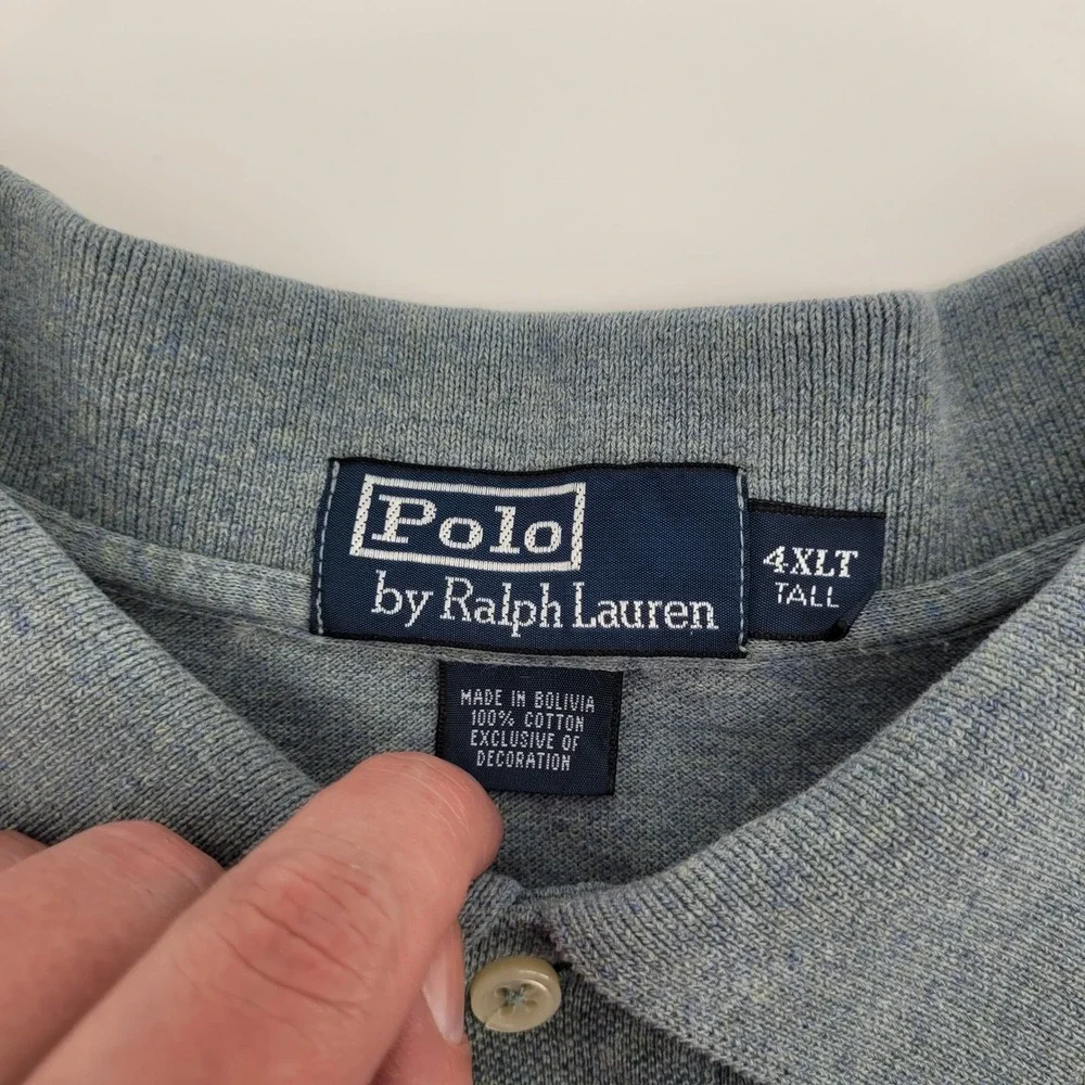 Polo Ralph Lauren Polo Shirt 4XLT Blue Heathered‎ Cotton Pique Mens